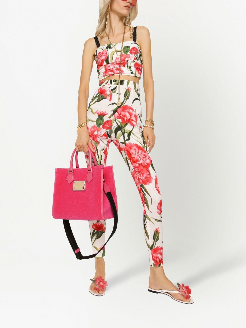 Dolce & Gabbana Legging met bloemenprint - Wit