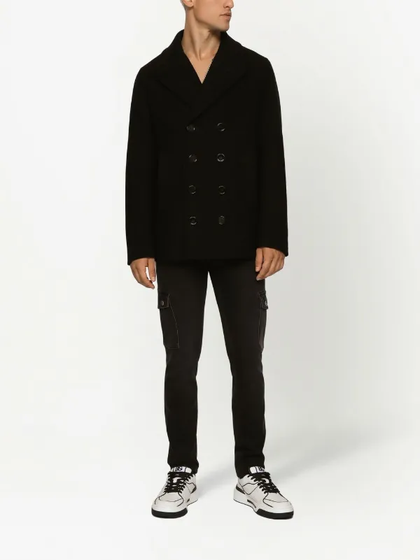 DOLCE&GABBANA 黒 ピーコート Dolce & Gabbana ロゴタグ ピーコート | ブラック | FARFETCH JP