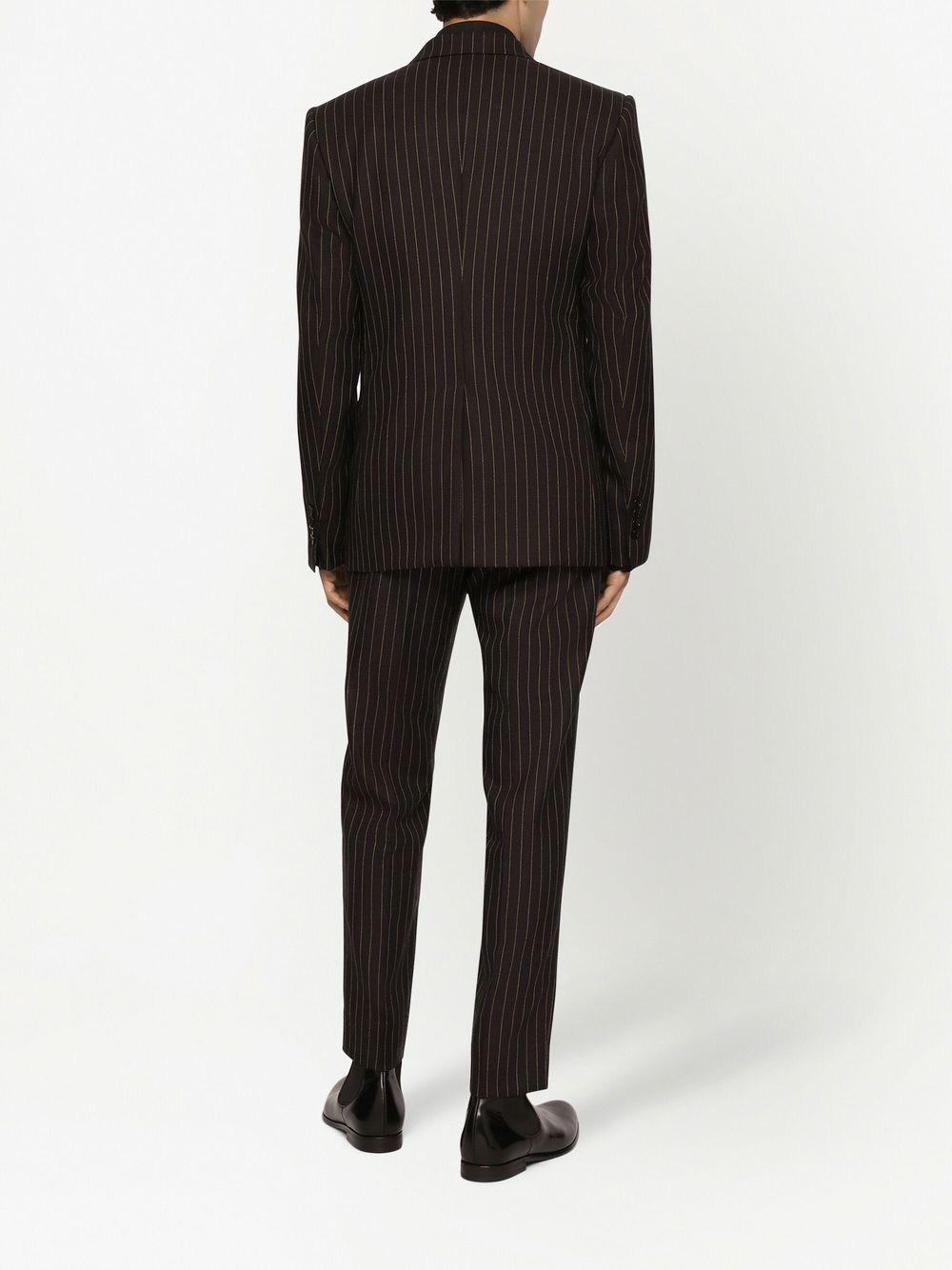 Shop Dolce & Gabbana Sicilia-fit Pinstriped Double-breasted Blazer In Black