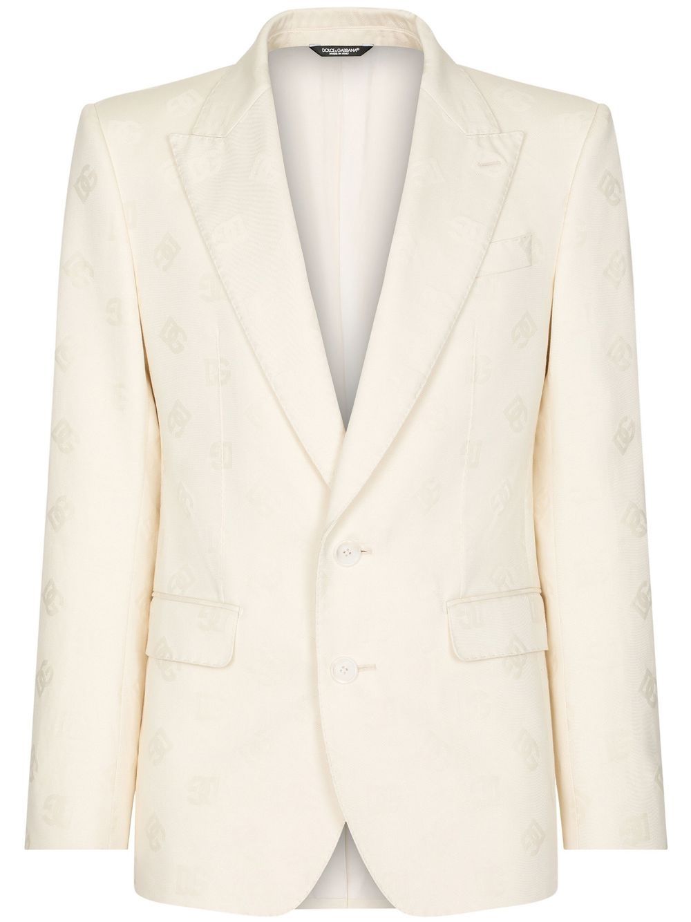 Dolce & Gabbana Logo-jacquard Single-breasted Blazer In Neutrals