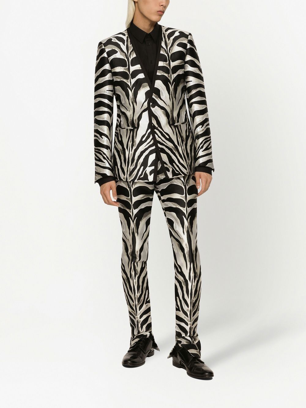 Shop Dolce & Gabbana Zebra-print Lamé Jacquard Blazer In Black