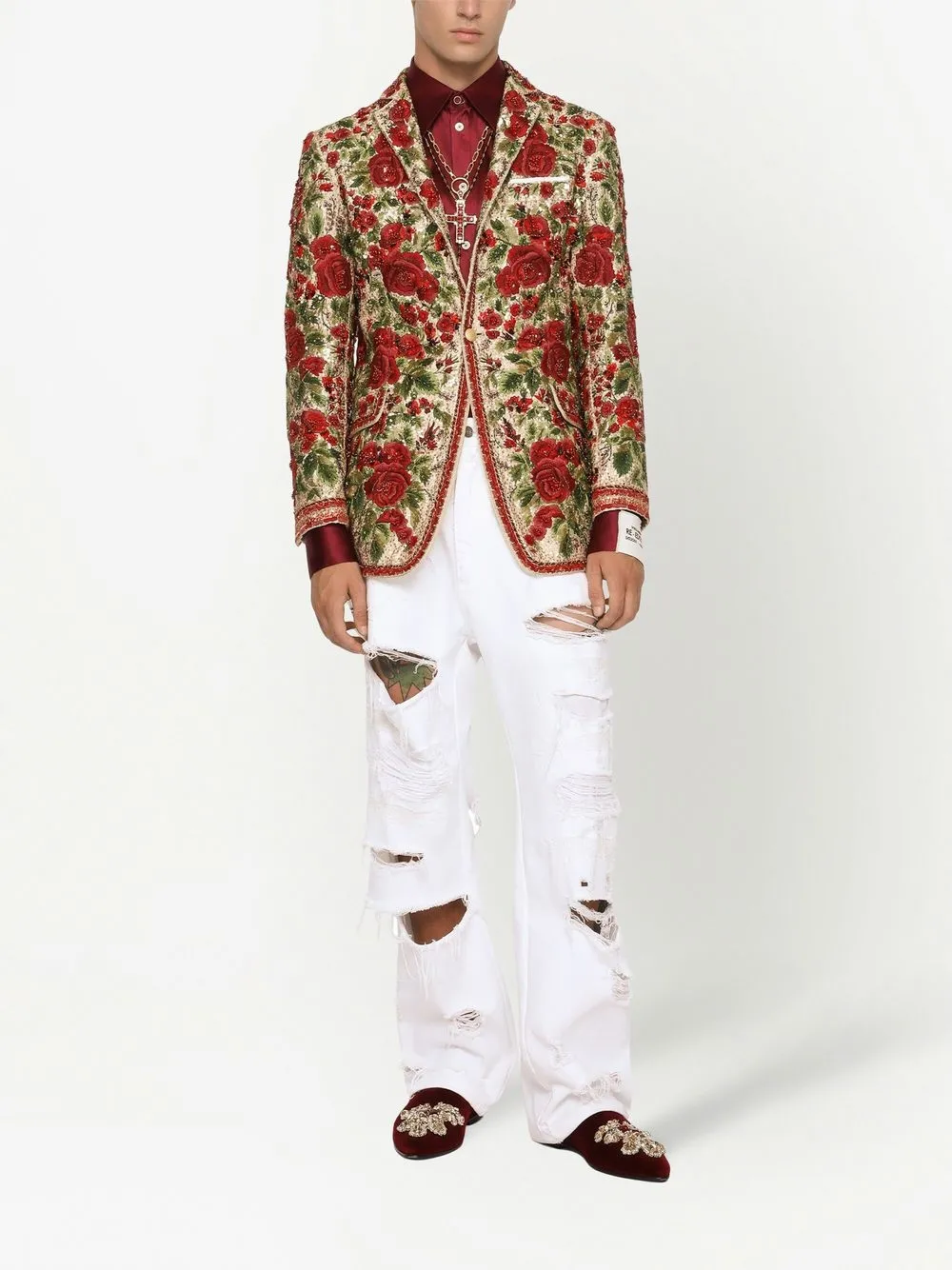 Dolce & Gabbana Blazer met geborduurde bloemen - Rood