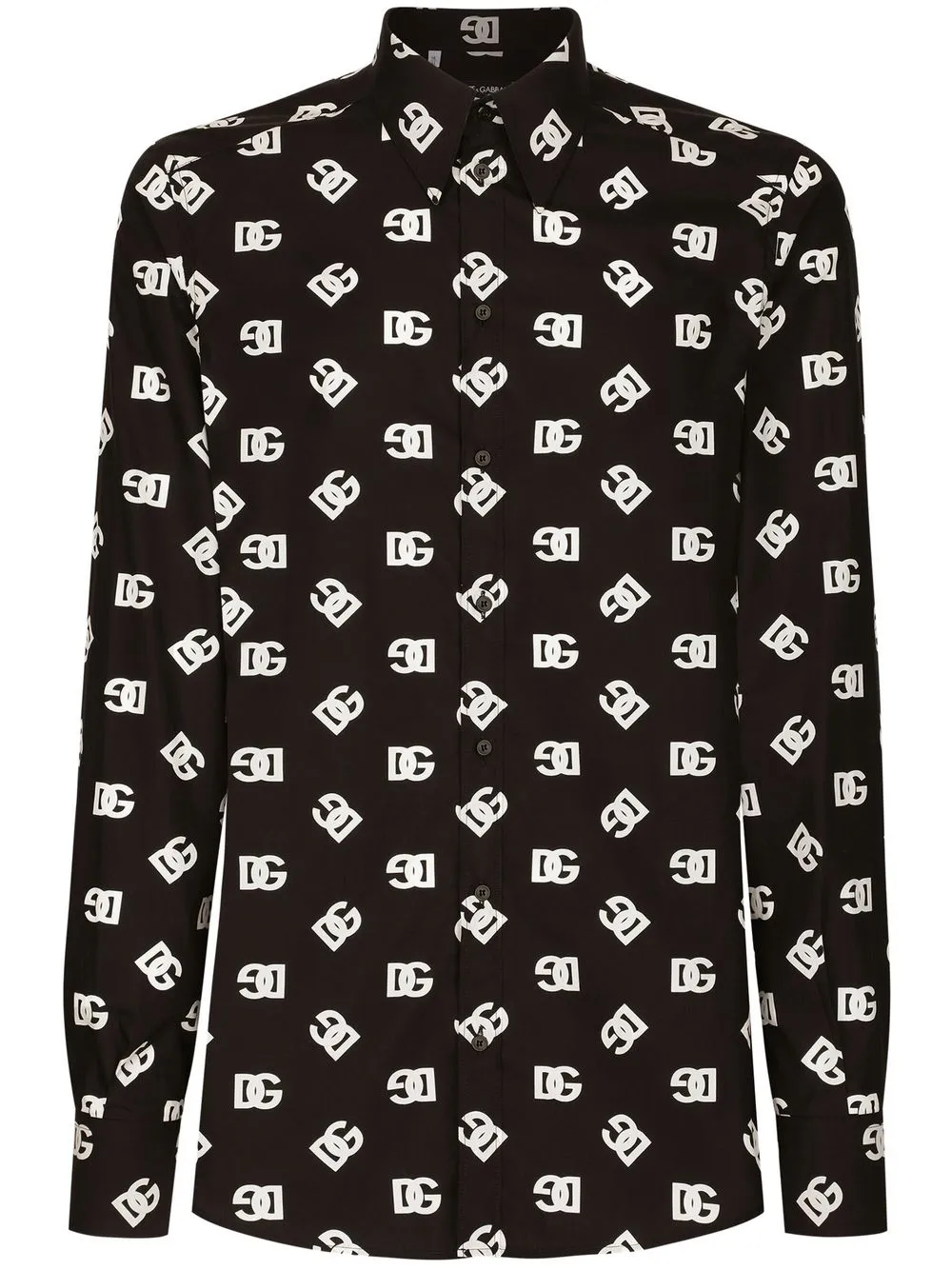 

Dolce & Gabbana camisa manga de larga con logo estampado - Negro