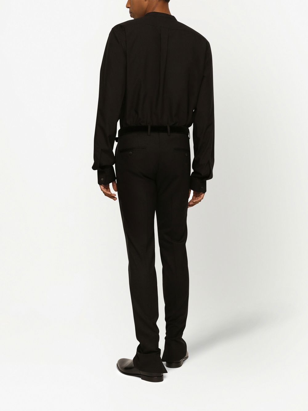 Shop Dolce & Gabbana Long-sleeve Collarless Shirt In Black