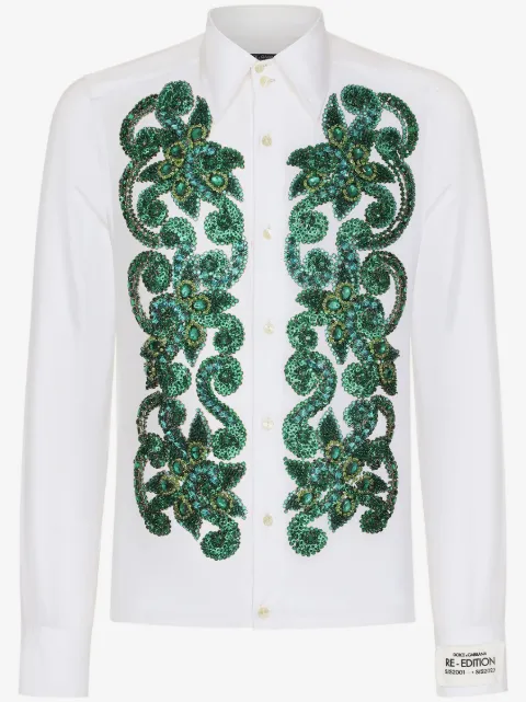 Dolce & Gabbana Camisa de poplin com bordado