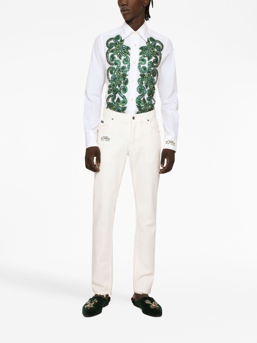 Dolce & Gabbana Popeline overhemd met borduurwerk Wit
