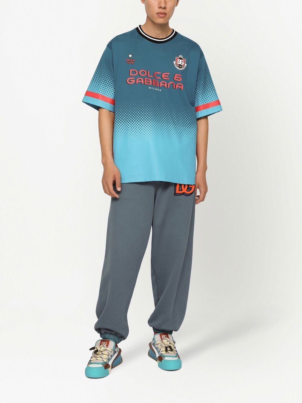 Shop Dolce & Gabbana Logo-print Football T-shirt In Blue