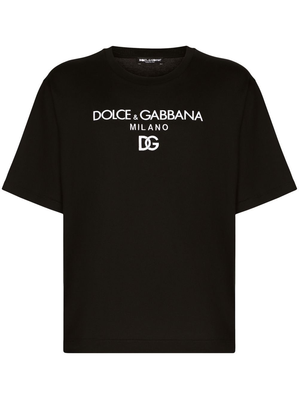 Shop Dolce & Gabbana Logo-embroidered Cotton T-shirt In Black