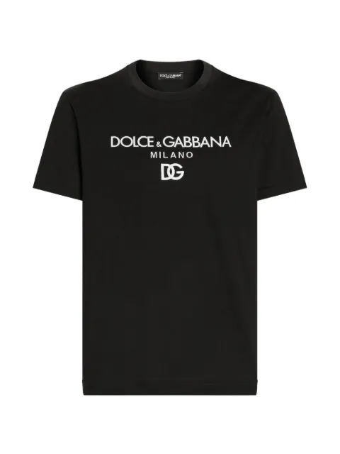 Dolce & Gabbana logo-embroidered cotton T-shirt