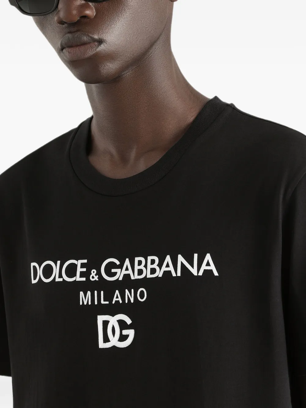 Dolce & Gabbana logo-embroidered Cotton T-shirt | Black | FARFETCH ZA
