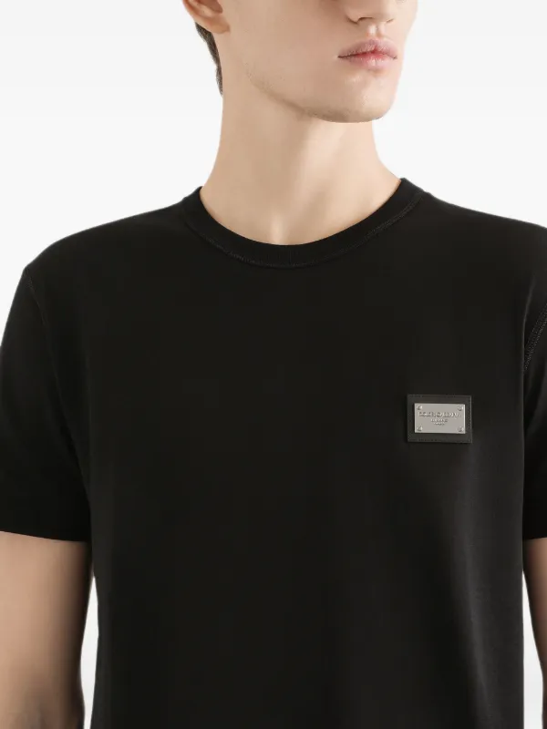 Dolce & Gabbana logo-plaque Cotton T-shirt | Black | FARFETCH