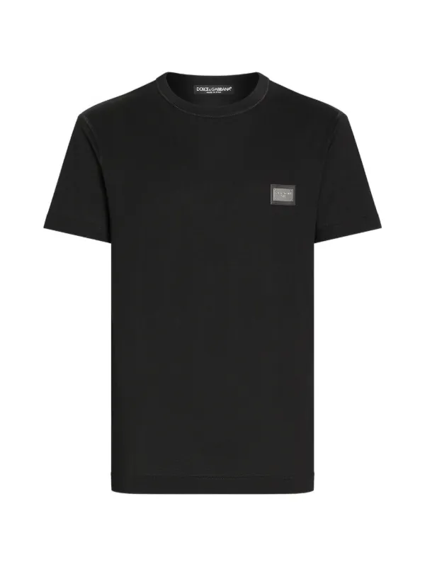 Dolce & Gabbana Camiseta Com Placa De Logo | Preto | FARFETCH BR