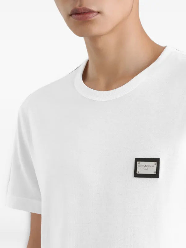Dolce & Gabbana Cotton T-shirt With Branded Tag | White | FARFETCH