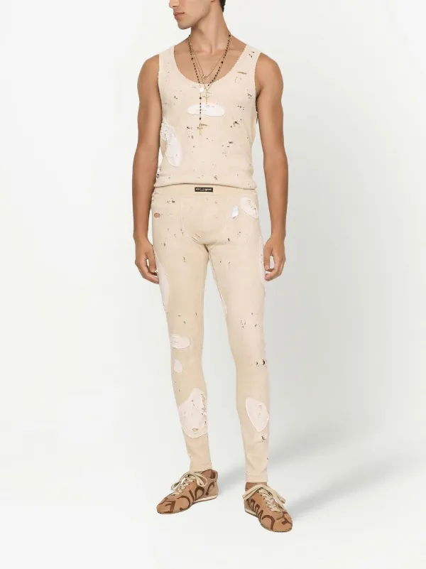Dolce & Gabbana Ribbed Ripped Vest | Neutrals | FARFETCH