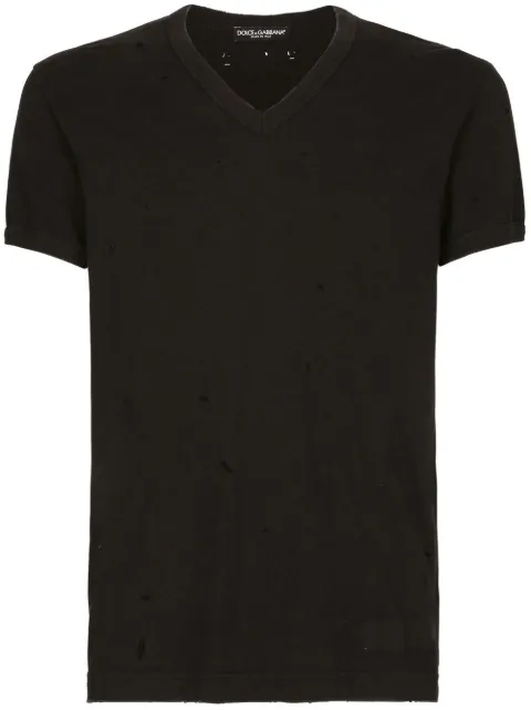 Dolce & Gabbana logo-patch V-neck T-shirt 