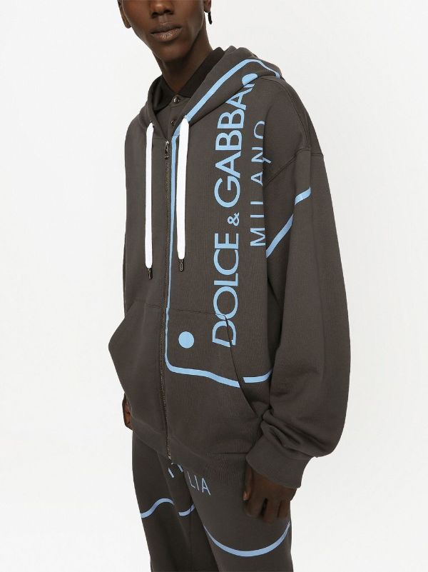 Dolce & Gabbana graphic-print Ripped zip-up Hoodie - Farfetch