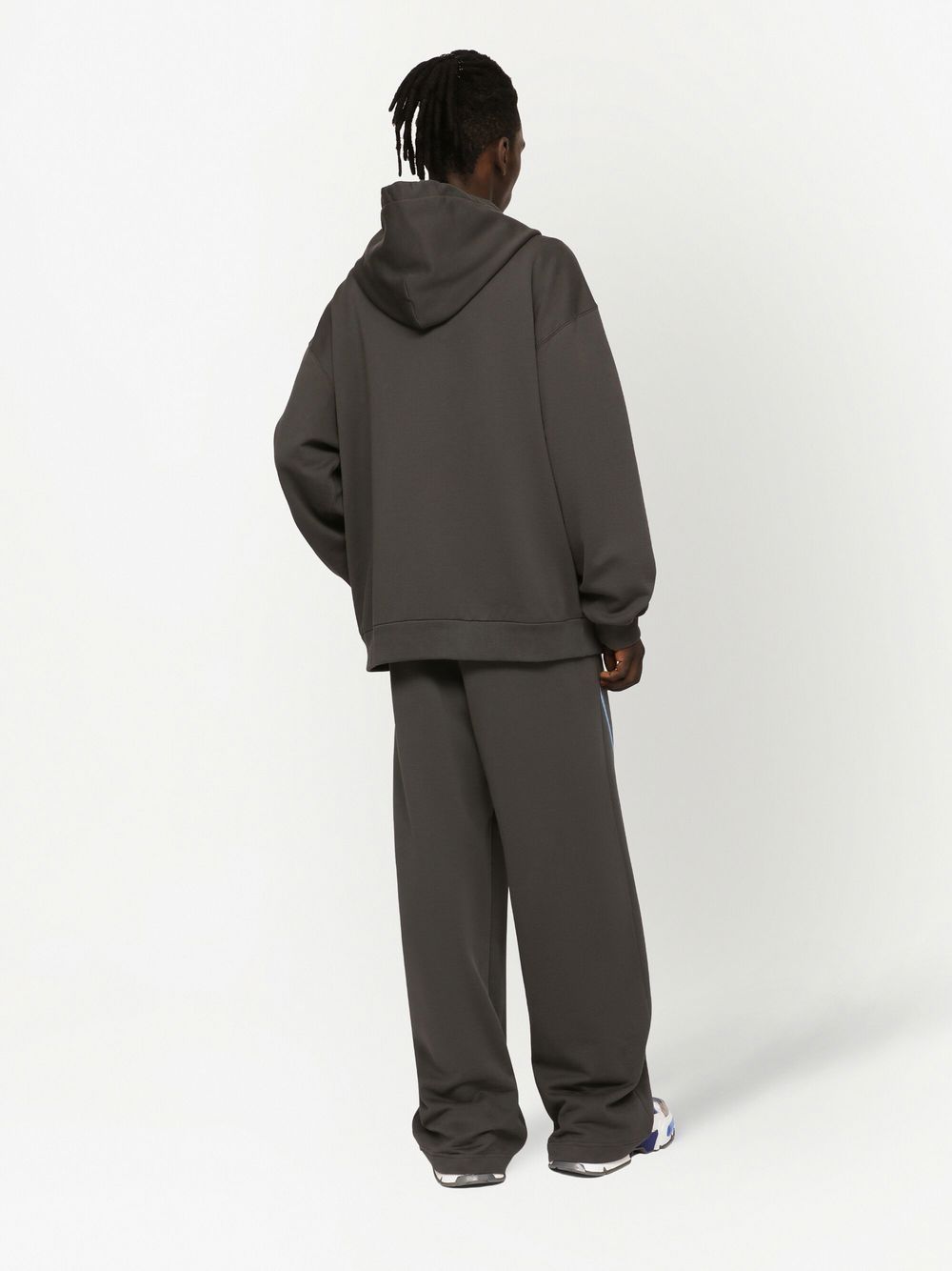 Shop Dolce & Gabbana Logo-print Zipped Hoodie In Grey