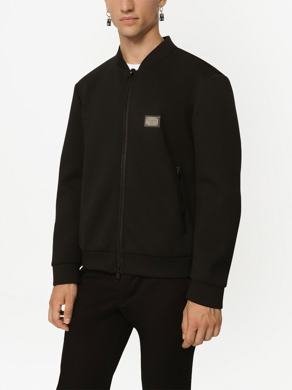 Shop Dolce & Gabbana Logo-tag Piqué Track Jacket In Black