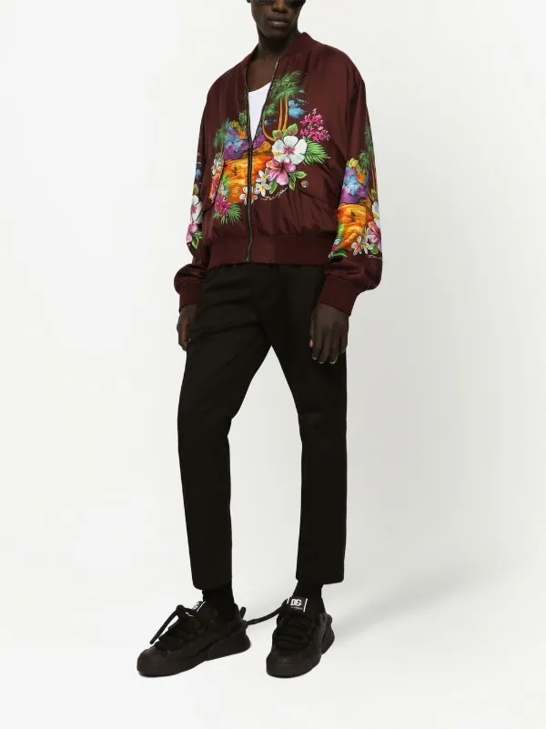 Dolce Gabbana island print Silk Bomber Jacket Farfetch