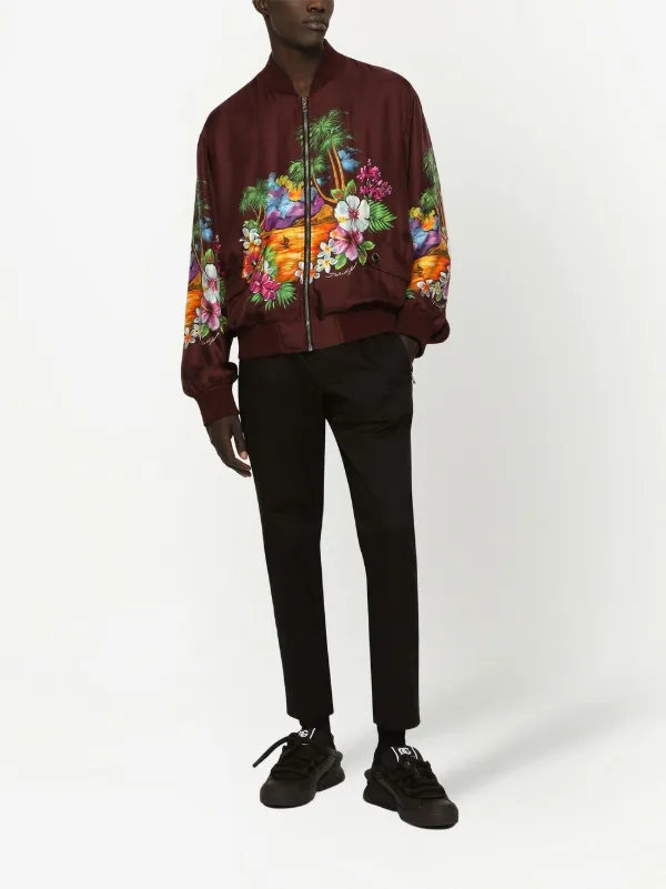 Dolce Gabbana island print Silk Bomber Jacket Farfetch