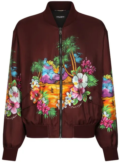 Dolce & Gabbana chamarra bomber con estampado island