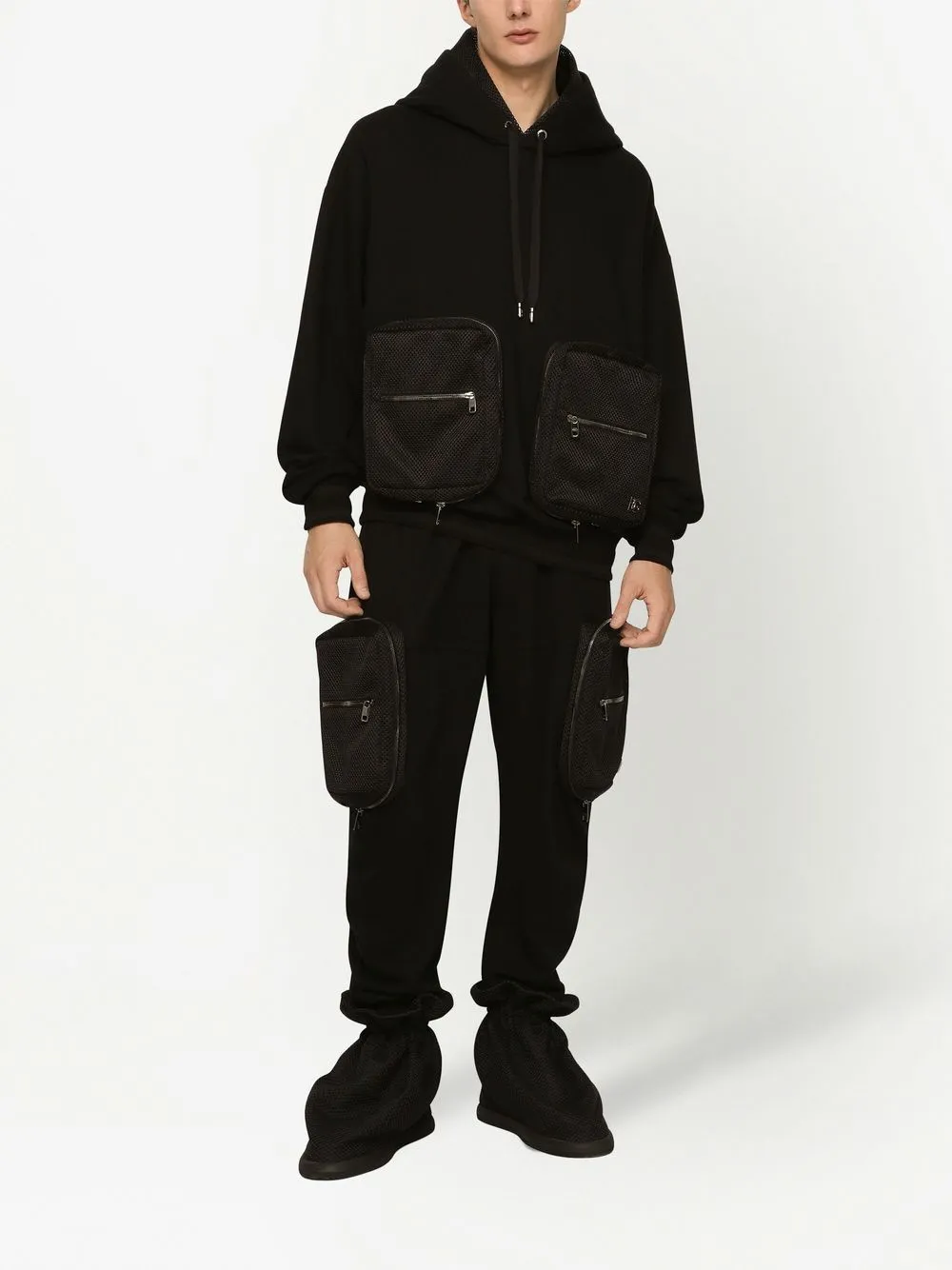 Shop Dolce & Gabbana Pouch-pocket Hooded Jacket In Black