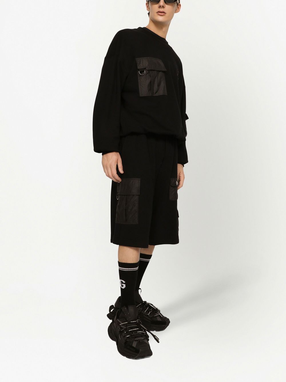 Shop Dolce & Gabbana Embroidered-logo Long-sleeve Sweatshirt In Black