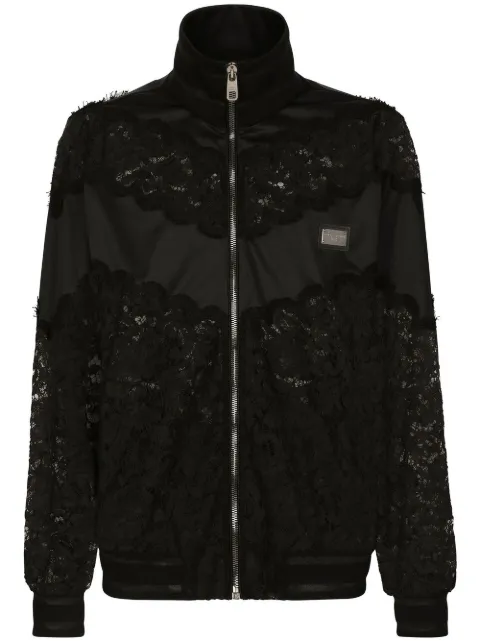 Dolce & Gabbana cordonetto-lace zip-up sweatshirt