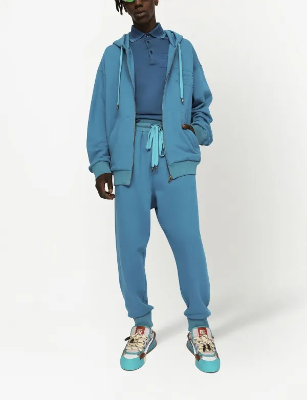 Dolce & Gabbana embroidered-logo Zipped Hoodie | Blue | FARFETCH