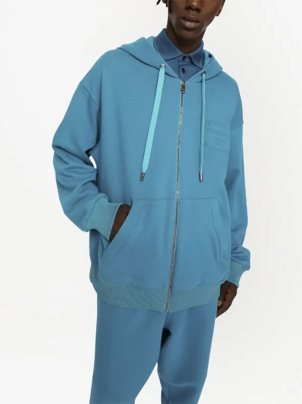 Dolce & Gabbana embroidered-logo Zipped Hoodie | Blue | FARFETCH