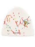 Mostly Heard Rarely Seen barcode-detail embroidered beanie - White