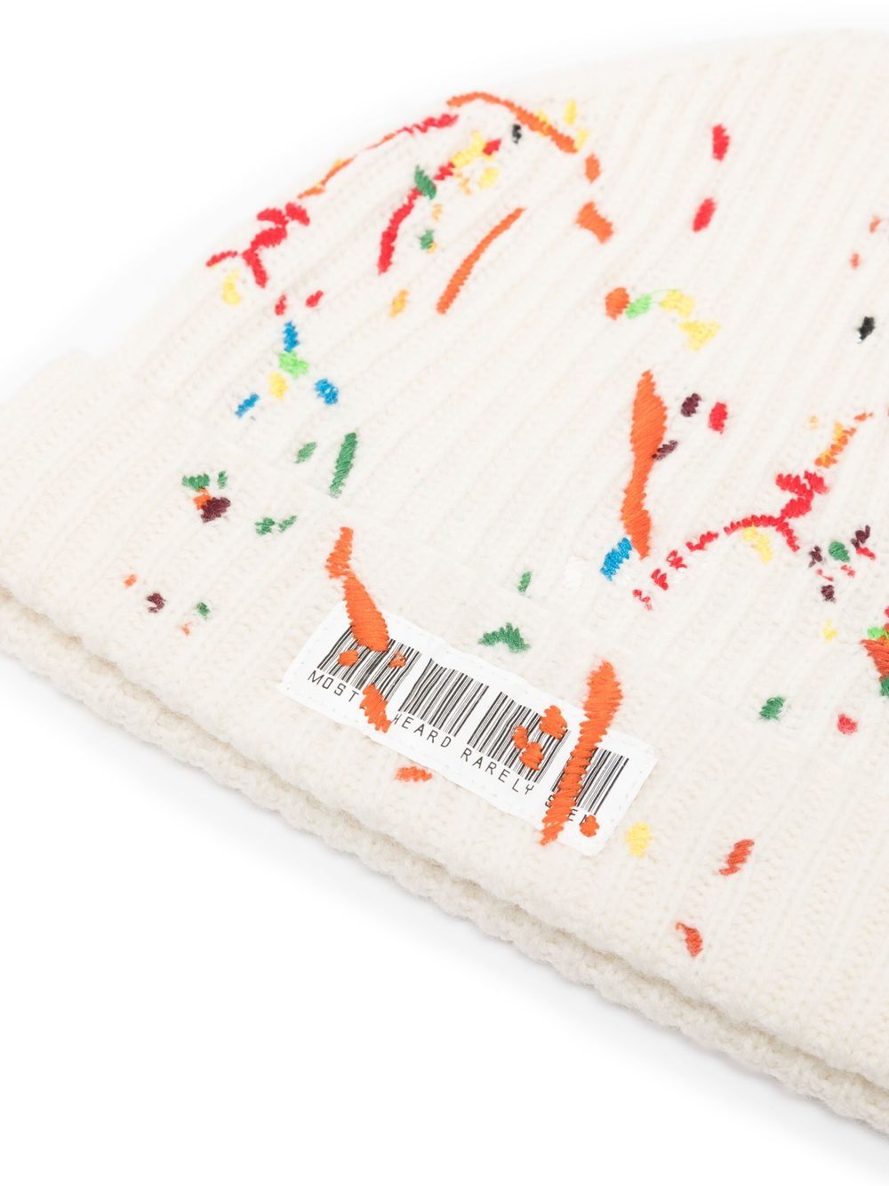 Shop Mostly Heard Rarely Seen Barcode-detail Embroidered Beanie In White