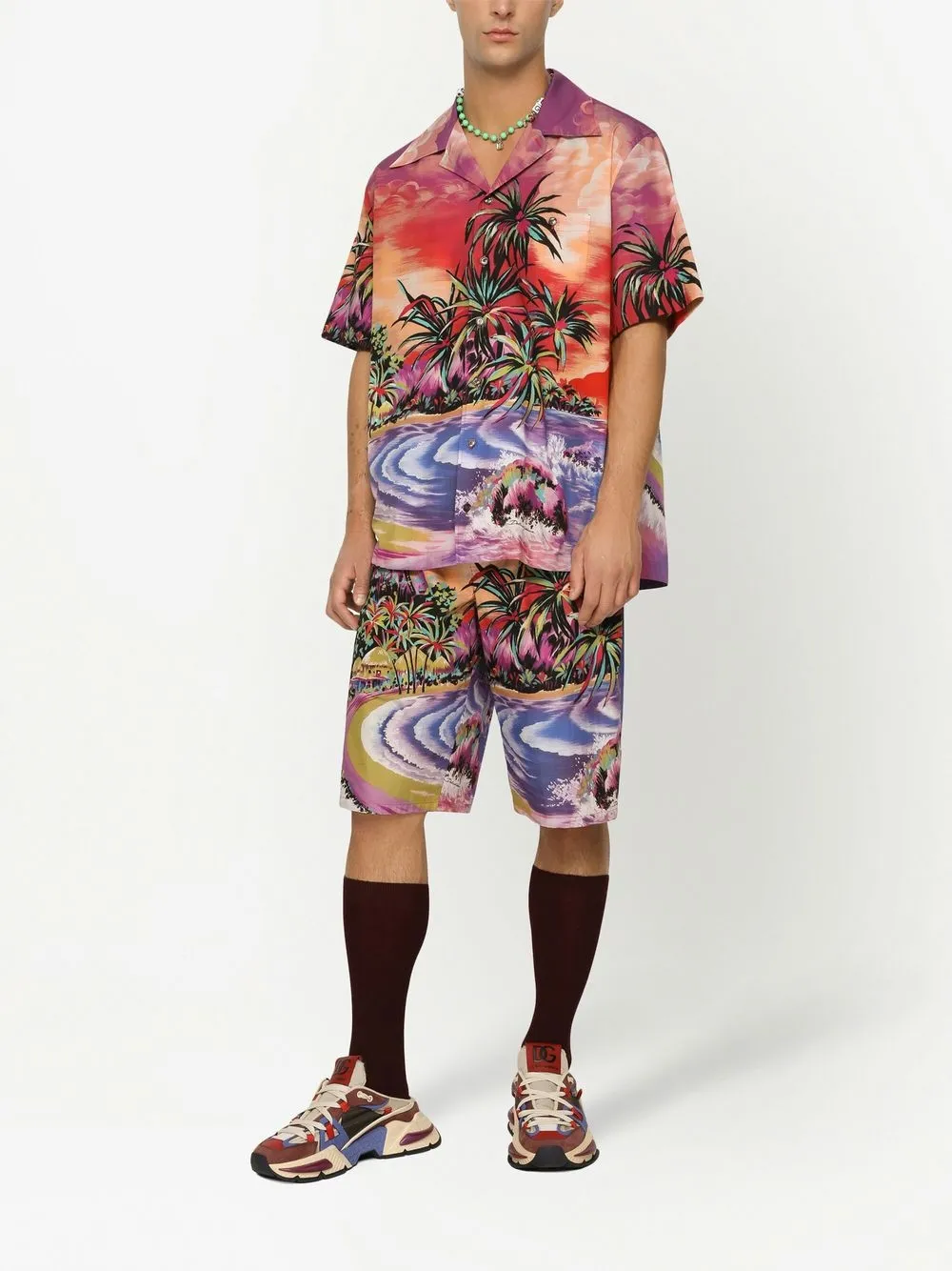  Dolce & Gabbana Bermudas Mit Grafischem Print   Orange 