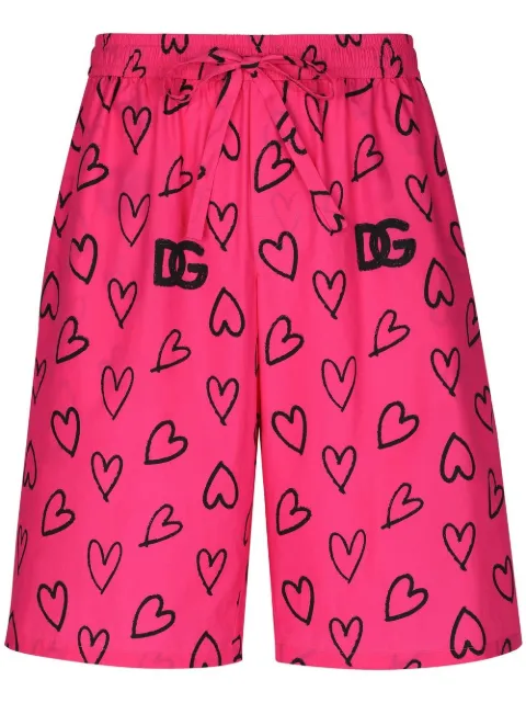 Dolce & Gabbana heart-motif logo-print shorts