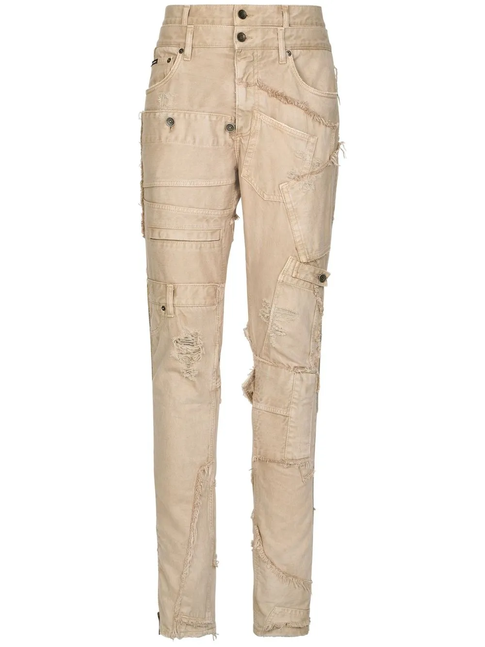 Dolce & Gabbana deconstructed ankle-zip jeans - Neutrals