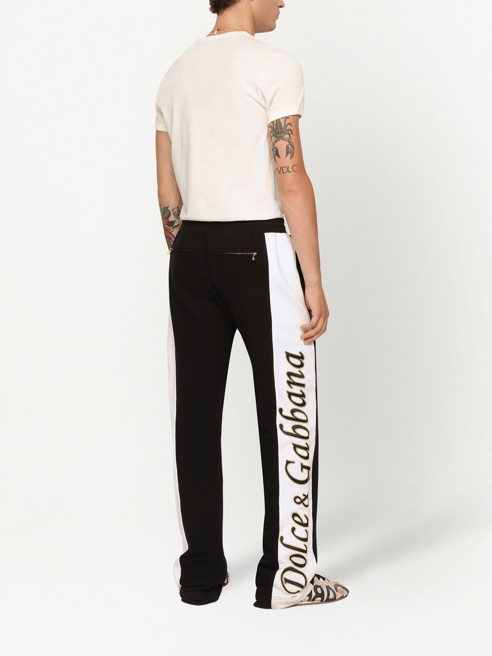 Shop Dolce & Gabbana Embroidered Track Pants In Black