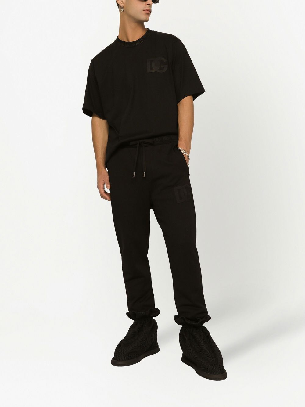 Shop Dolce & Gabbana Tapered-leg Track Pants In Black