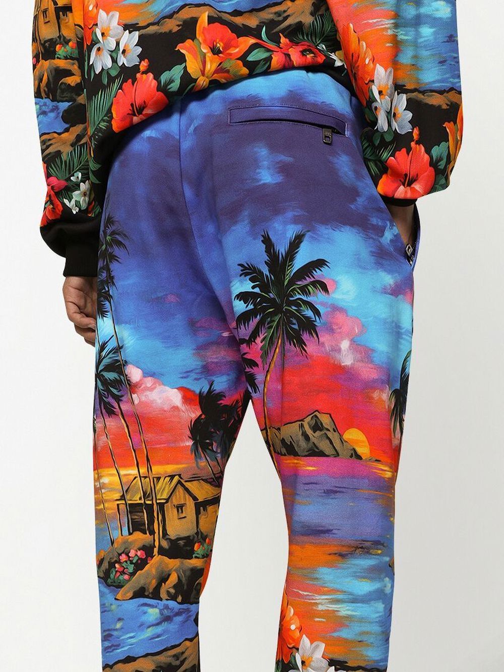 Shop Dolce & Gabbana Tropical-print Drawstring Track Pants In Multicolour