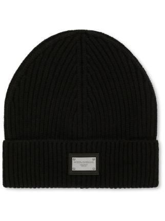 Dolce & Gabbana Ribbed logo-plaque Beanie Hat - Farfetch