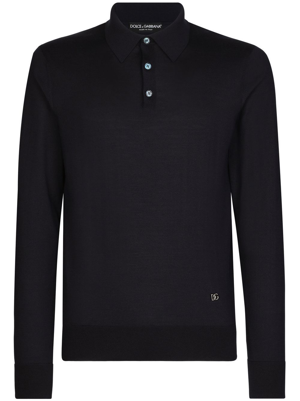 Shop Dolce & Gabbana Logo-tag Silk-cotton Polo Shirt In Black