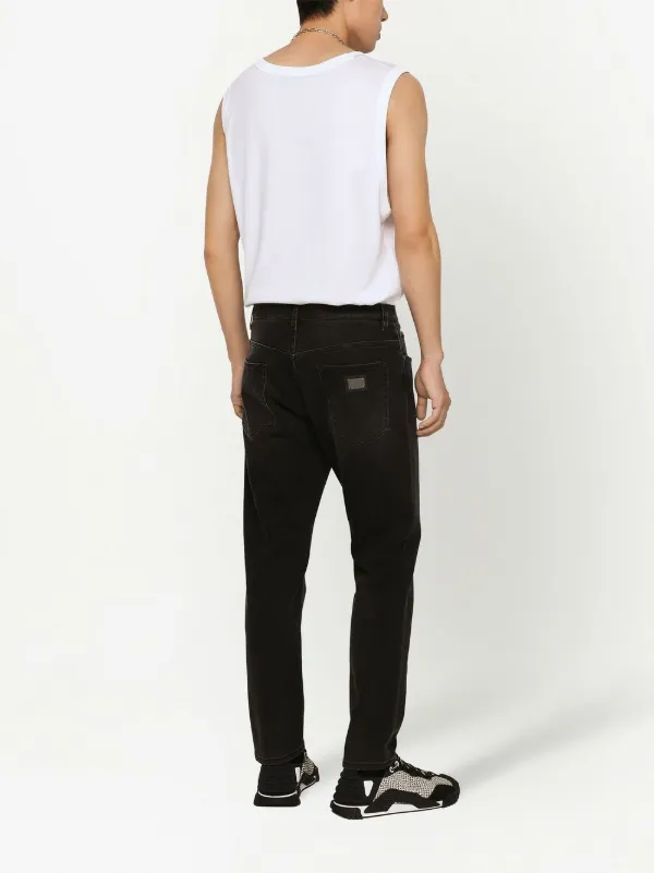 Dolce & Gabbana logo-appliqué tapered-leg Jeans | Black | FARFETCH