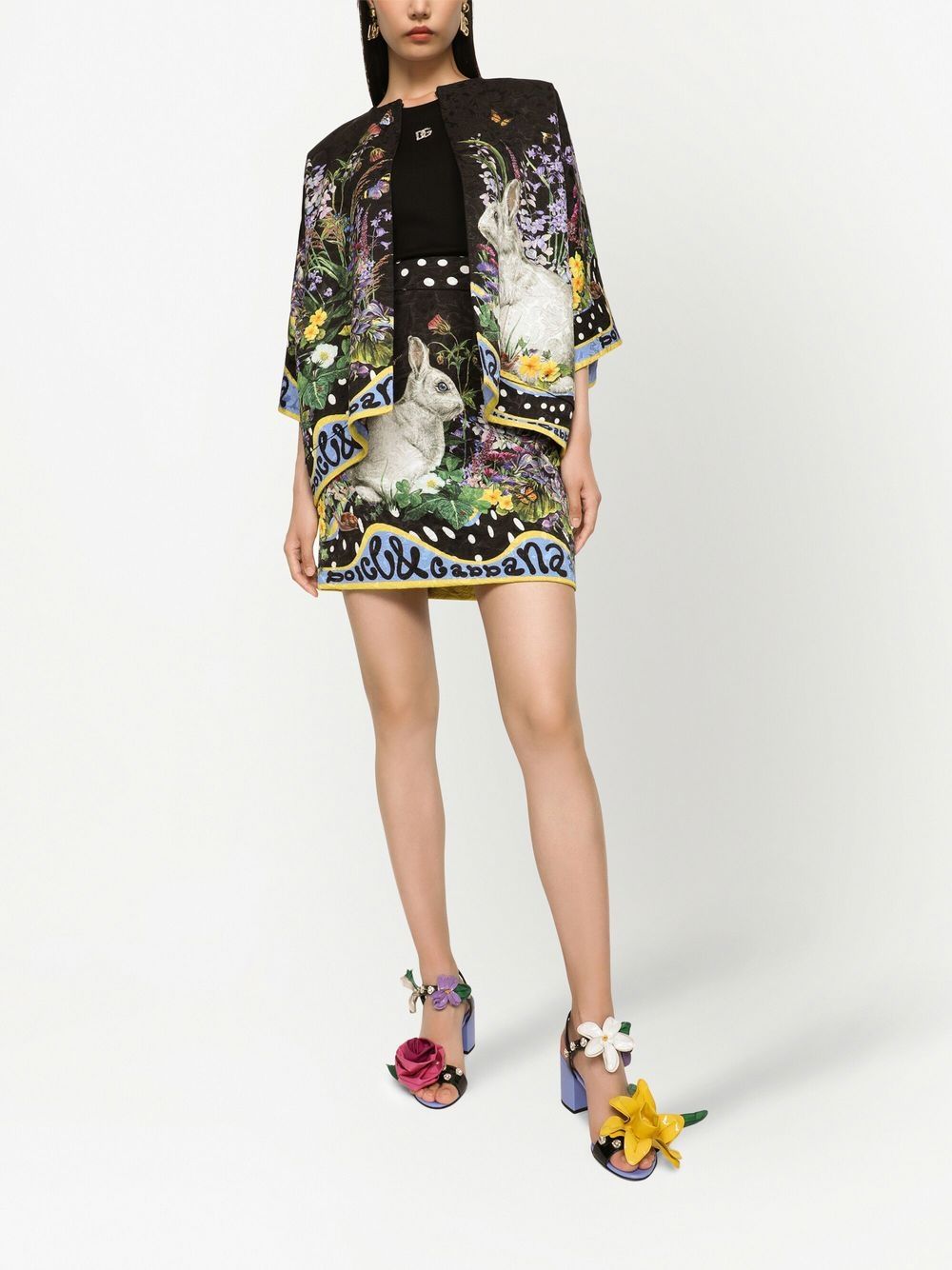 Shop Dolce & Gabbana Graphic-print Mini Skirt In Schwarz