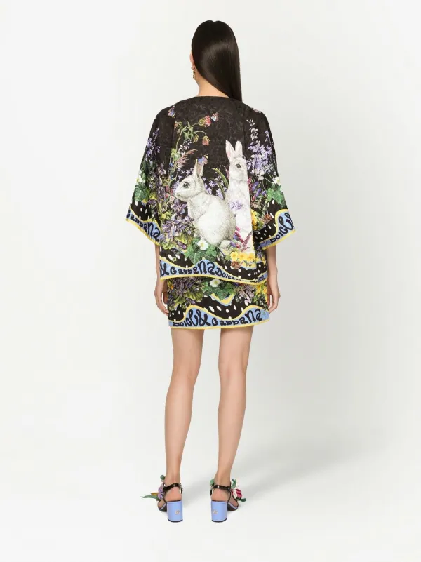 【関税＆送料込み】Dolce & Gabbana Short Skirt Dolce & Gabbana rose-print Cotton Mini Skirt | White | FARFETCH
