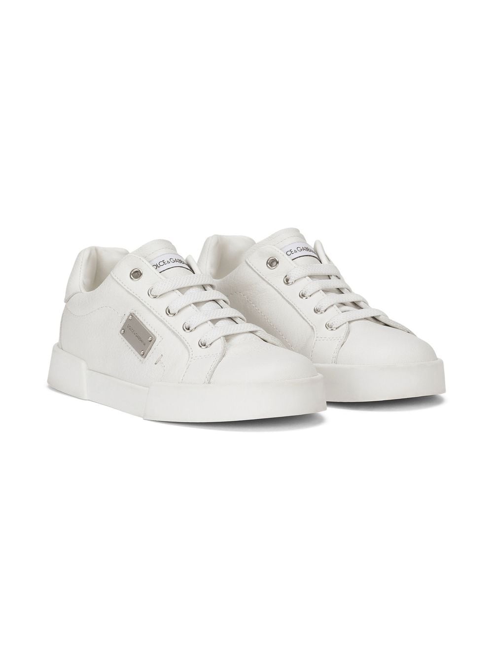 Shop Dolce & Gabbana Portofino Light Leather Sneakers In White