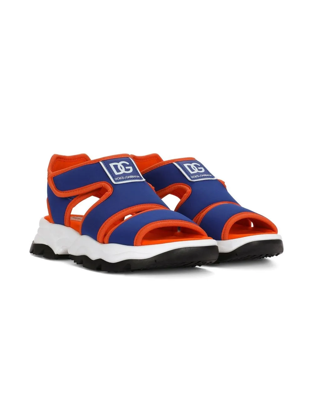 

Dolce & Gabbana Kids sandalias con cierre autoadherente y parche del logo - Azul