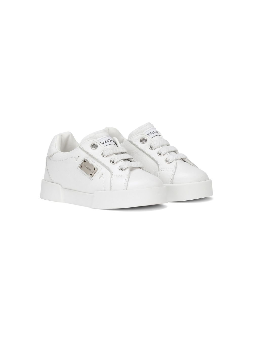 Dolce & Gabbana Kids' Logo Plaque Low-top Sneakers In White