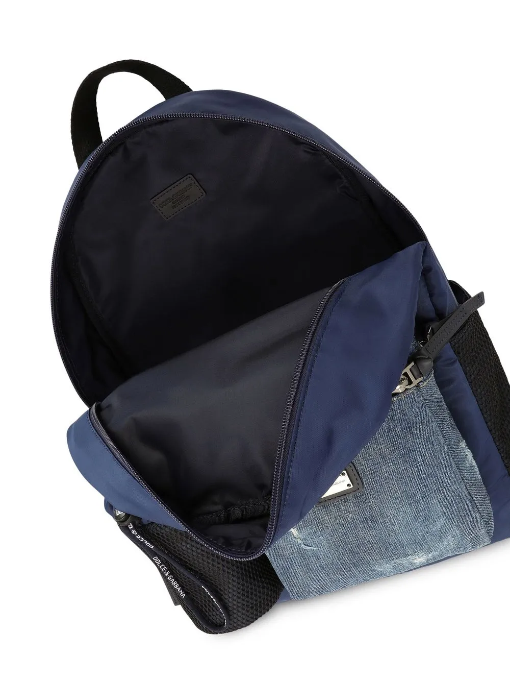 Shop Dolce & Gabbana Logo-tag Denim Backpack In Blue