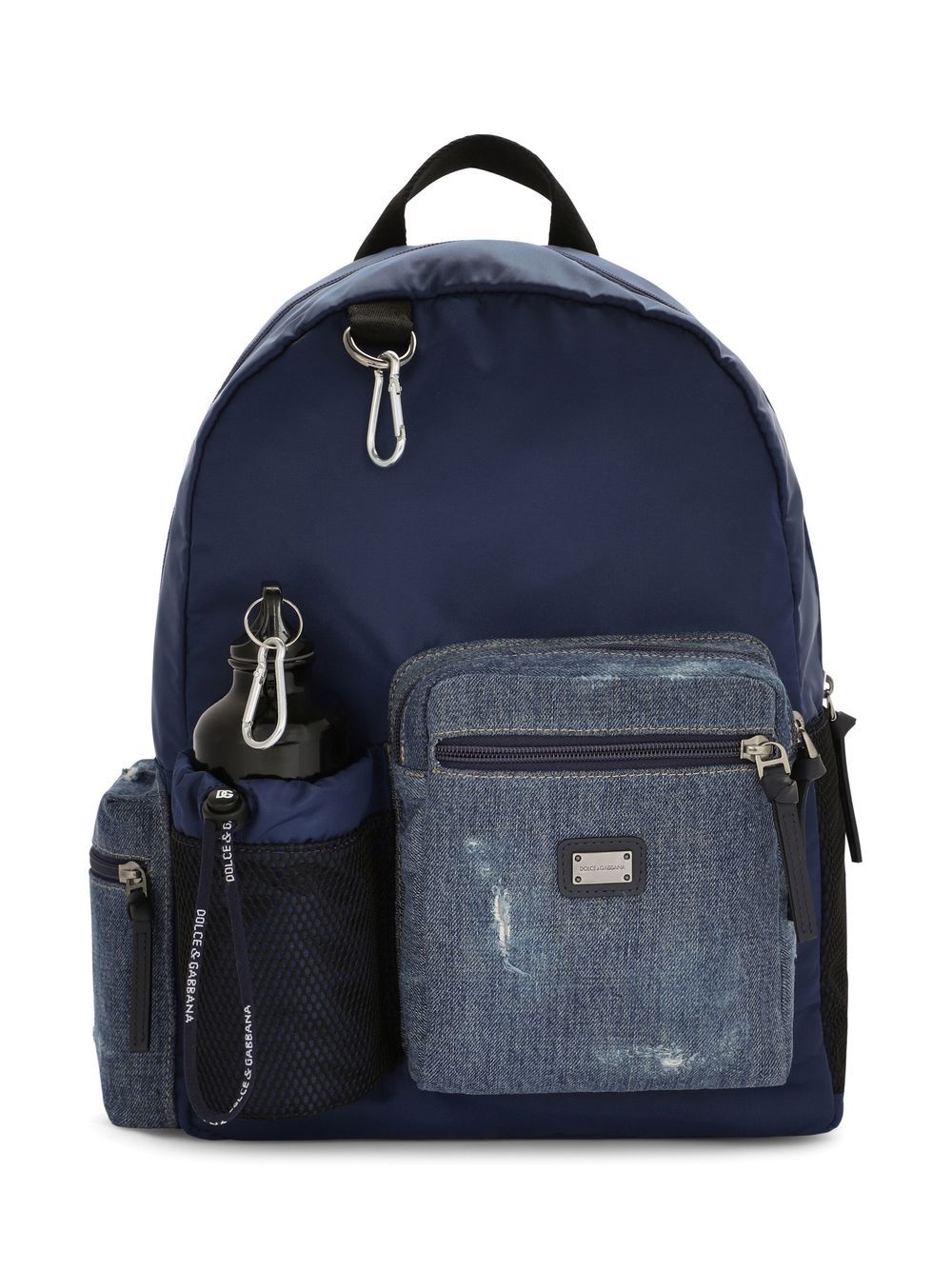 Dolce & Gabbana Kids' Water-bottle Compartment Logo Backpack In Blue