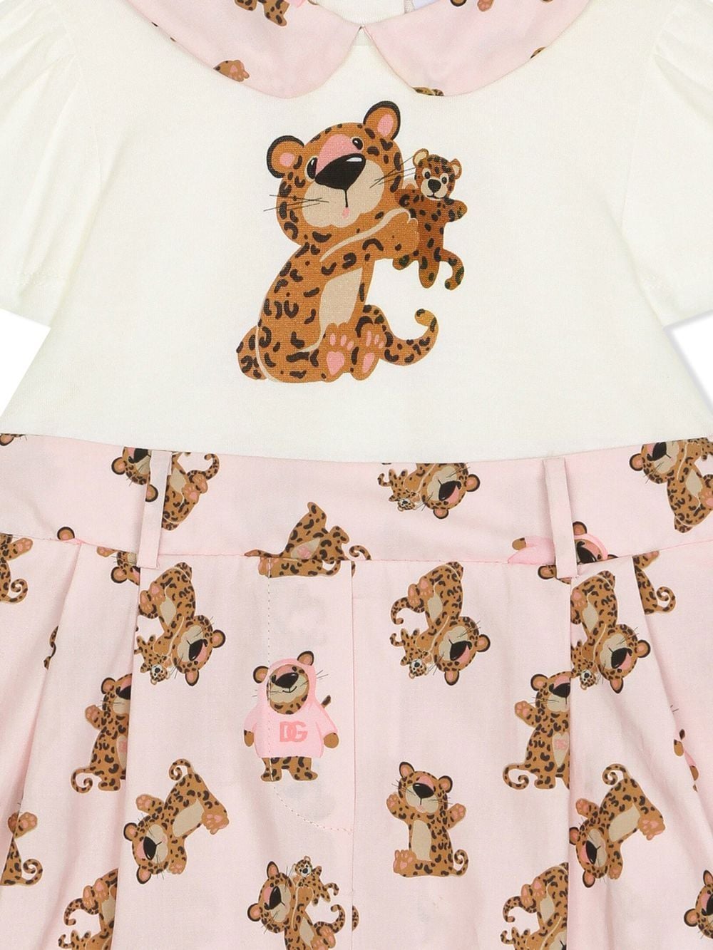 Shop Dolce & Gabbana Leopard-print Short-sleeve Romper In Pink