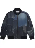 Dolce & Gabbana Kids denim patchwork logo plaque bomber jacket - Blue